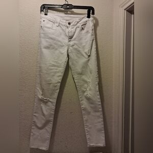 Zara Basic White Distressed Jeans Size Eur 38/usa 4